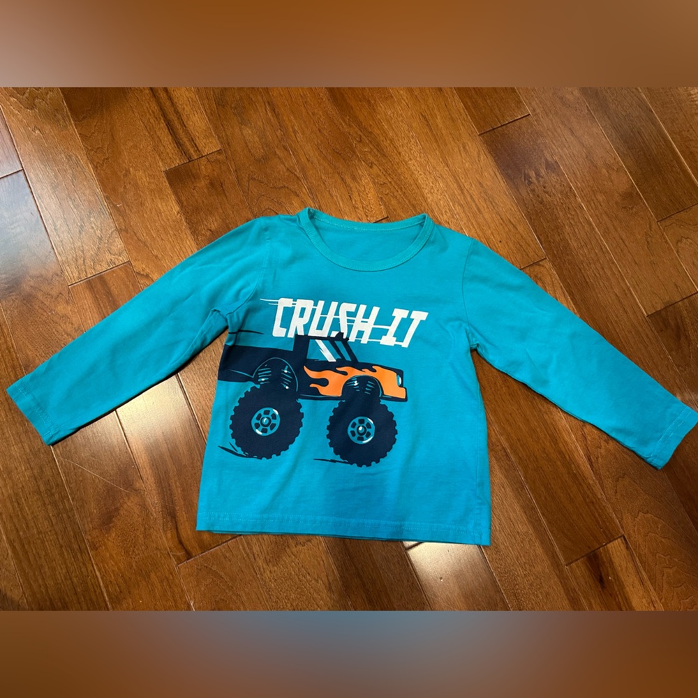 Vibrant Blue Monster Truck Long Sleeve Tee